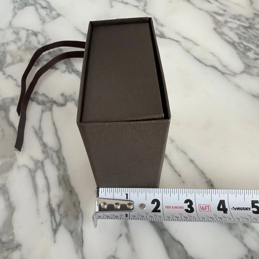 Roberto Cavalli Brown Textured Square Gift Box with Gold Logo and Ribbon Pull